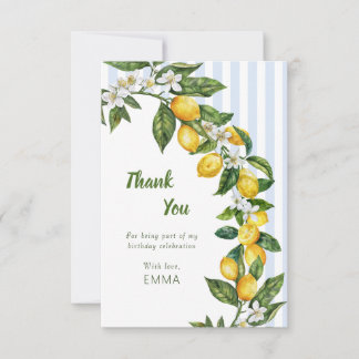 Italian Lemon Watercolor Birthday Celebration Thank You Card