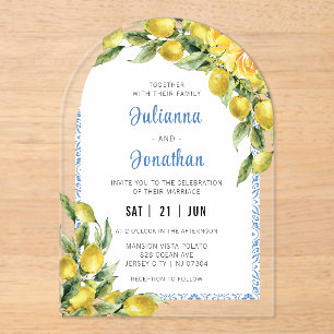 Italian Lemon Wedding Acrylic Invitation