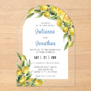 Italian Lemon Wedding Acrylic Invitation