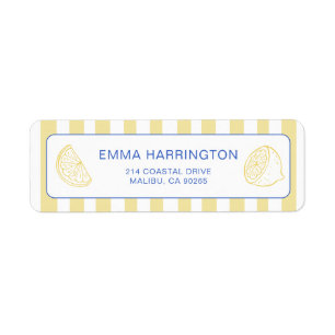 Italian Lemon Yellow Stripe Return Address Label