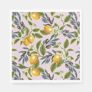 Italian Lemons And Olives Napkin