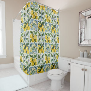 Italian Lemons and Tiles La Dolce Vita Pattern Shower Curtain