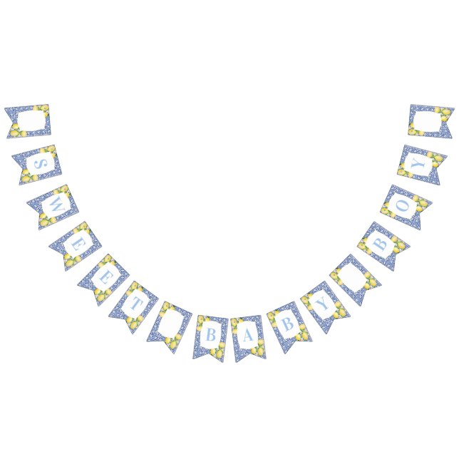 Italian Lemons Blue White Sweet Baby Boy Shower Bunting (All)