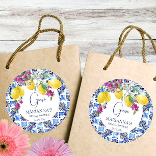Italian lemons bougainvillea bridal shower favour classic round sticker