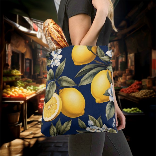 Italian Lemons on Navy Farmer's Market Tote Bag (Italian Lemons on Navy 
Tote Bag)