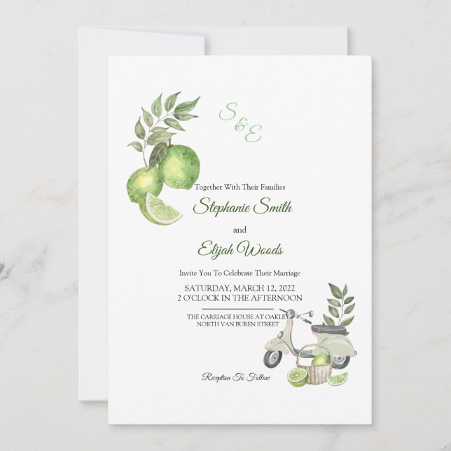 Italian Lime Wedding Invitation (Front)