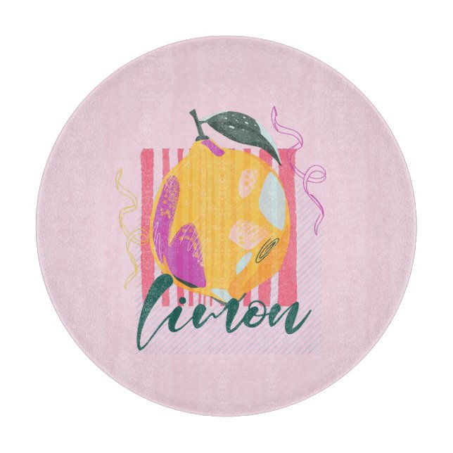 Italian Limon Lemon Pink Cutting Board (Front)
