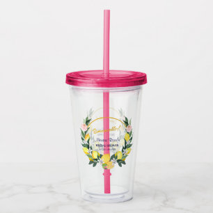 Italian Limoncello Yellow Blue Bridal Shower Gift Acrylic Tumbler