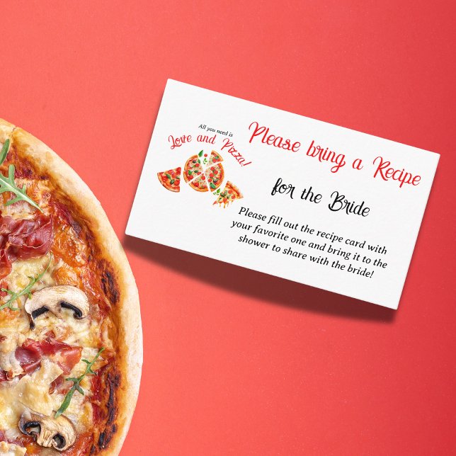Italian Love & Pizza Party Bridal Shower Recipe Enclosure Card (Creator Uploaded)