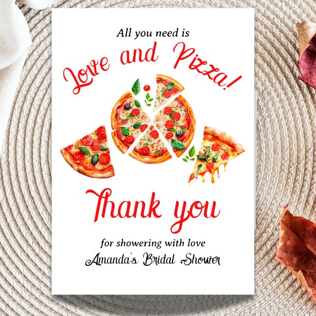 Italian Love & Pizza Party Slice Bridal Shower Thank You Card (Creator Uploaded)