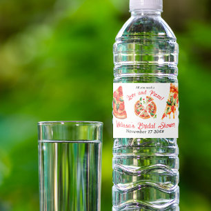 Italian Love & Pizza Party Slice Bridal Shower Water Bottle Label