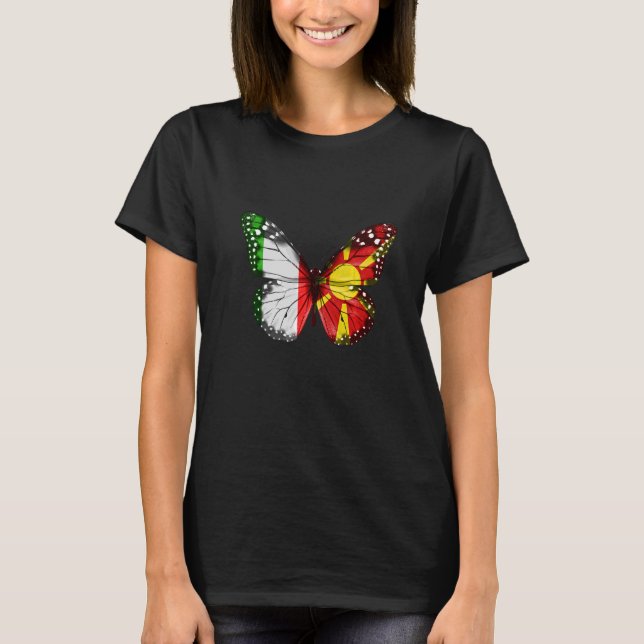 Italian Macedonian Flag Butterfly T-Shirt (Front)