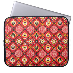 Italian Majolica: Embroidered Floral Tile. Laptop Sleeve
