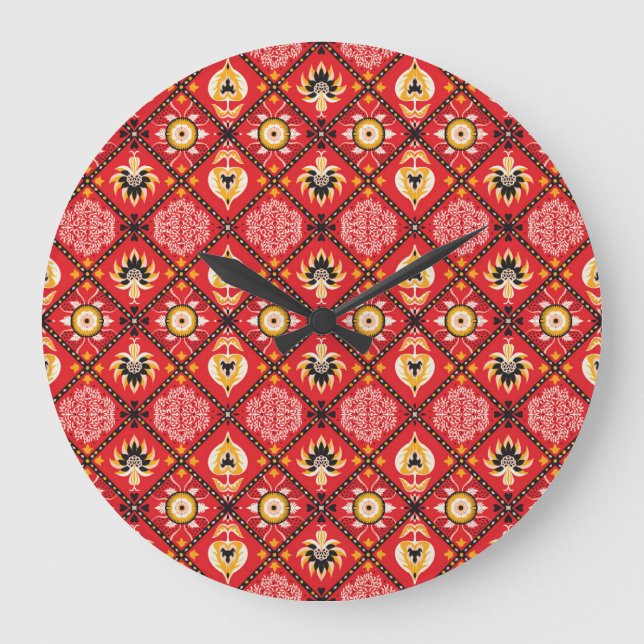 Italian Majolica: Embroidered Floral Tile. Large Clock (Front)