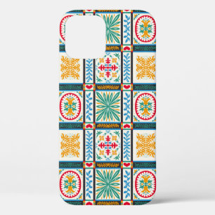 Italian Majolica Embroidery: Mediterranean Floral iPhone 12 Case