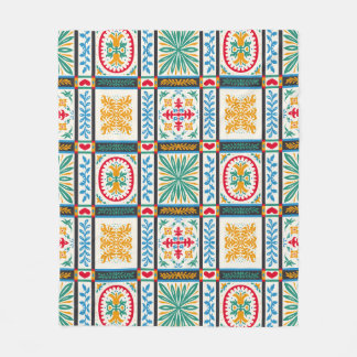 Italian Majolica Embroidery: Mediterranean Floral  Fleece Blanket