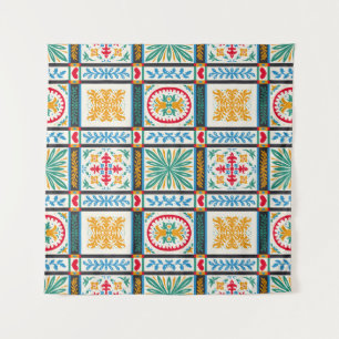 Italian Majolica Embroidery: Mediterranean Floral Tapestry