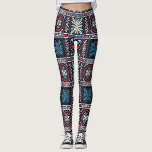 Italian majolica, Mediterranean floral embroidery. Leggings
