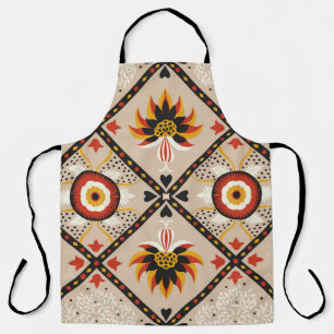 Italian majolica tile. Embroidery with flowers and Apron