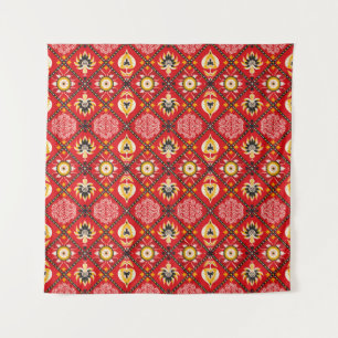 Italian majolica tile. Embroidery with flowers and Tapestry