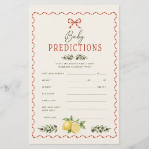 Italian Market Baby Predictions Baby Shower Game