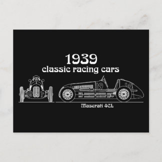 Italian Maserati 4CL Vintage Blueprint Postcard