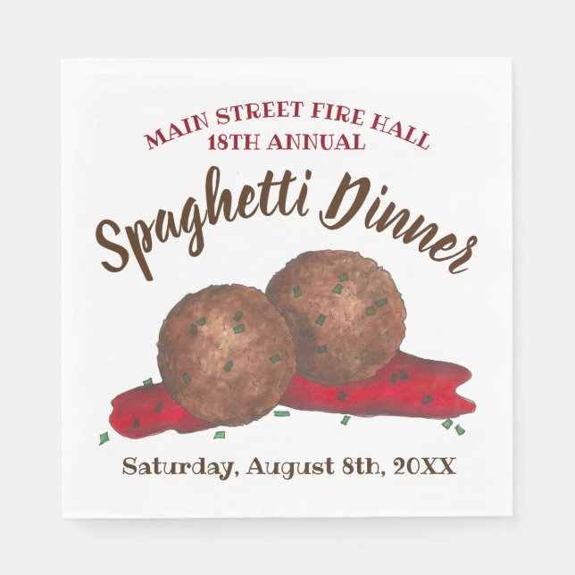 Italian Meatballs Spaghetti Dinner Charity Event Napkin (Front)
