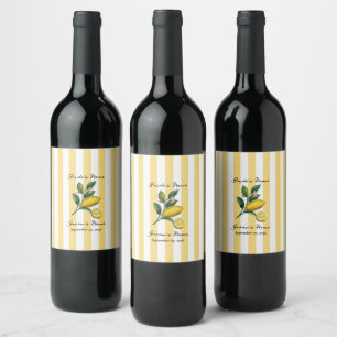Italian Mediterranean Citrus Lemon Orange Wedding Wine Label