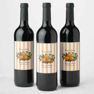 Italian Mediterranean Citrus Lemon Orange Wedding Wine Label