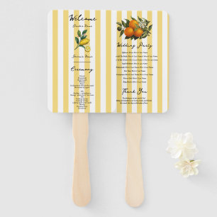 Italian Mediterranean Citrus Lemon Wedding Program Hand Fan