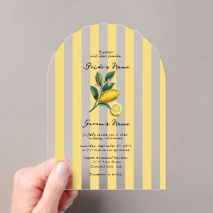 Italian Mediterranean Citrus Lemons Wedding Acrylic Invitations