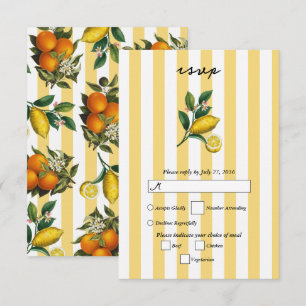 Italian Mediterranean Citrus Lemons Wedding RSVP Card