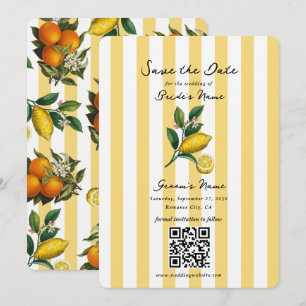 Italian Mediterranean Citrus Lemons Wedding Save The Date