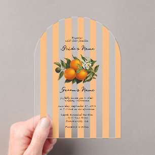 Italian Mediterranean Citrus Oranges Wedding Acrylic Invitations