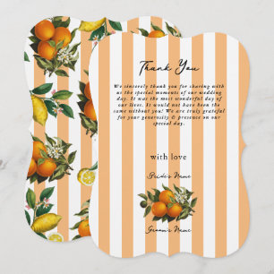 Italian Mediterranean Citrus Oranges Wedding Thank You Card