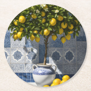 Italian Mediterranean Lemon Tree Paper Coasters