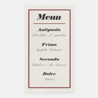 Italian Menu Dinner Napkins