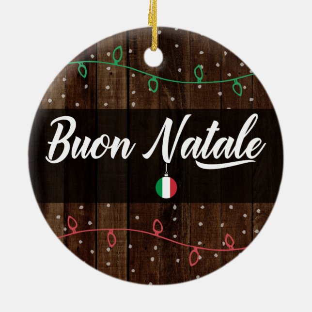 Italian Merry Christmas, Buon Natale Ceramic Tree Decoration (Back)