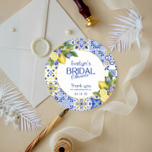 Italian Mosaic Blue Tile Lemons Bridal Shower