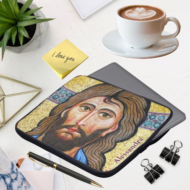Italian Mosaic Jesus Christ Custom Priest Gift Laptop Sleeve (Creator Uploaded)