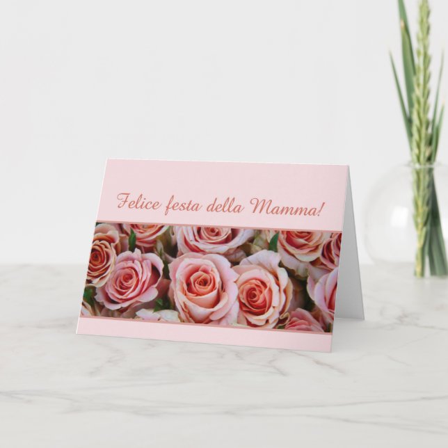 italian mother's day pink roses card (Front)