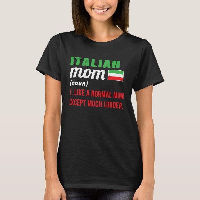 Italian Mum Hand Gesture Italy Colours Mama Joke L T-Shirt (Front)