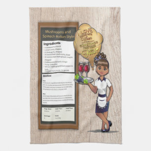 Italian Mushroom and Spinach Recipe Kitchen Towel