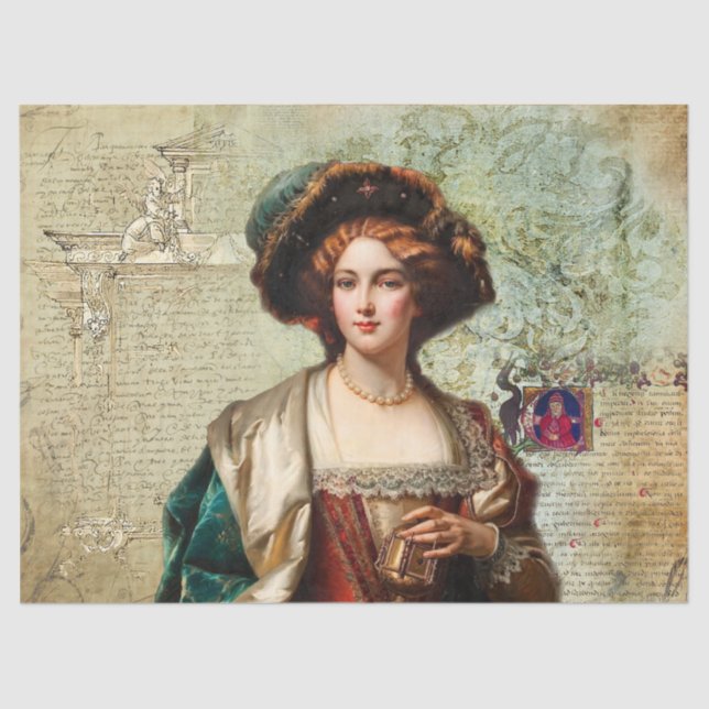 Italian Noblewoman and Letters Tissue Paper (Front)
