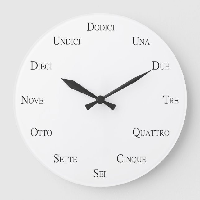 Italian Numbers Language Learning Personalizable Large Clock (Front)