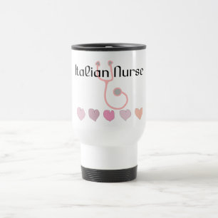 Italian Nurse Gifts--Hearts & Stethoscope Design Travel Mug