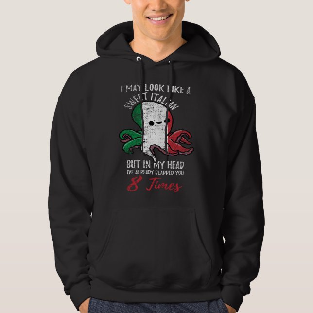 Italian Octopus Quote Italian Women Vintage Hoodie (Front)