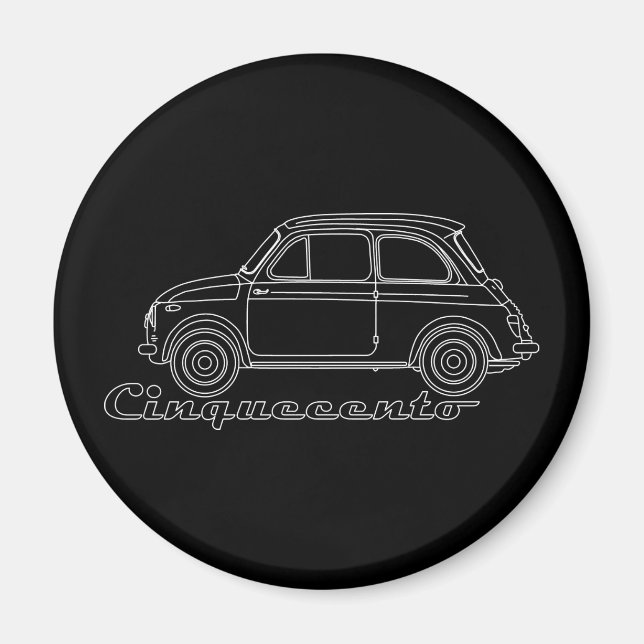 Italian Oldtimer Fiat Cinquecento 500 cc Blueprint Magnet (Front)