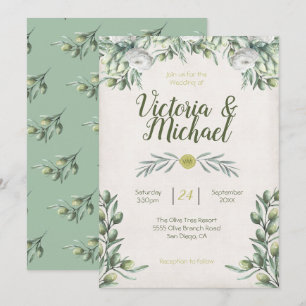 Italian Olive branch Wedding Invitations