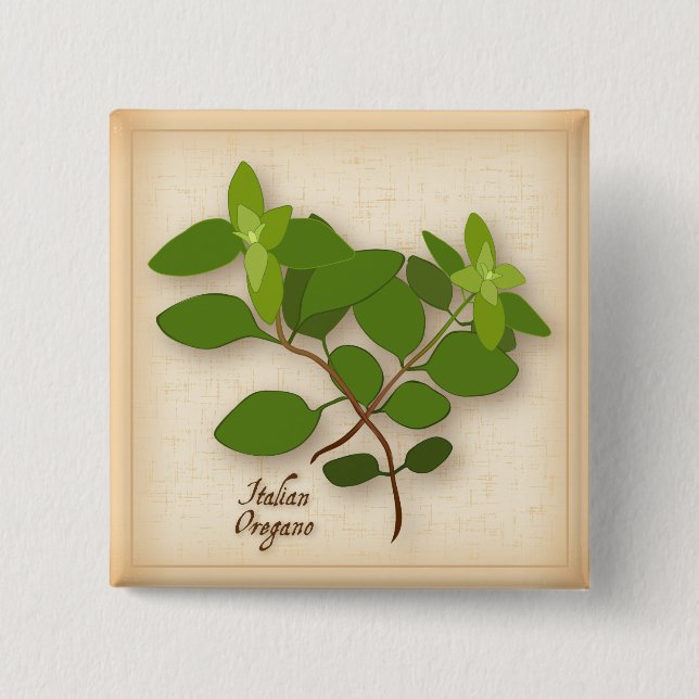 Italian Oregano Herb 15 Cm Square Badge (Front)